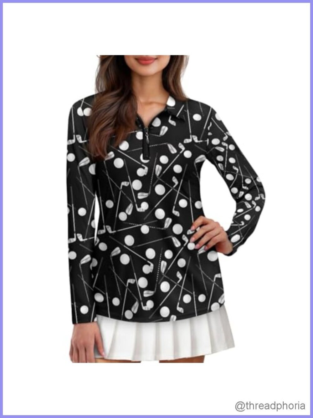 Women's Long Sleeve Golf Polo Shirts Quick Dry Athletic Tennis Tops Half Zip